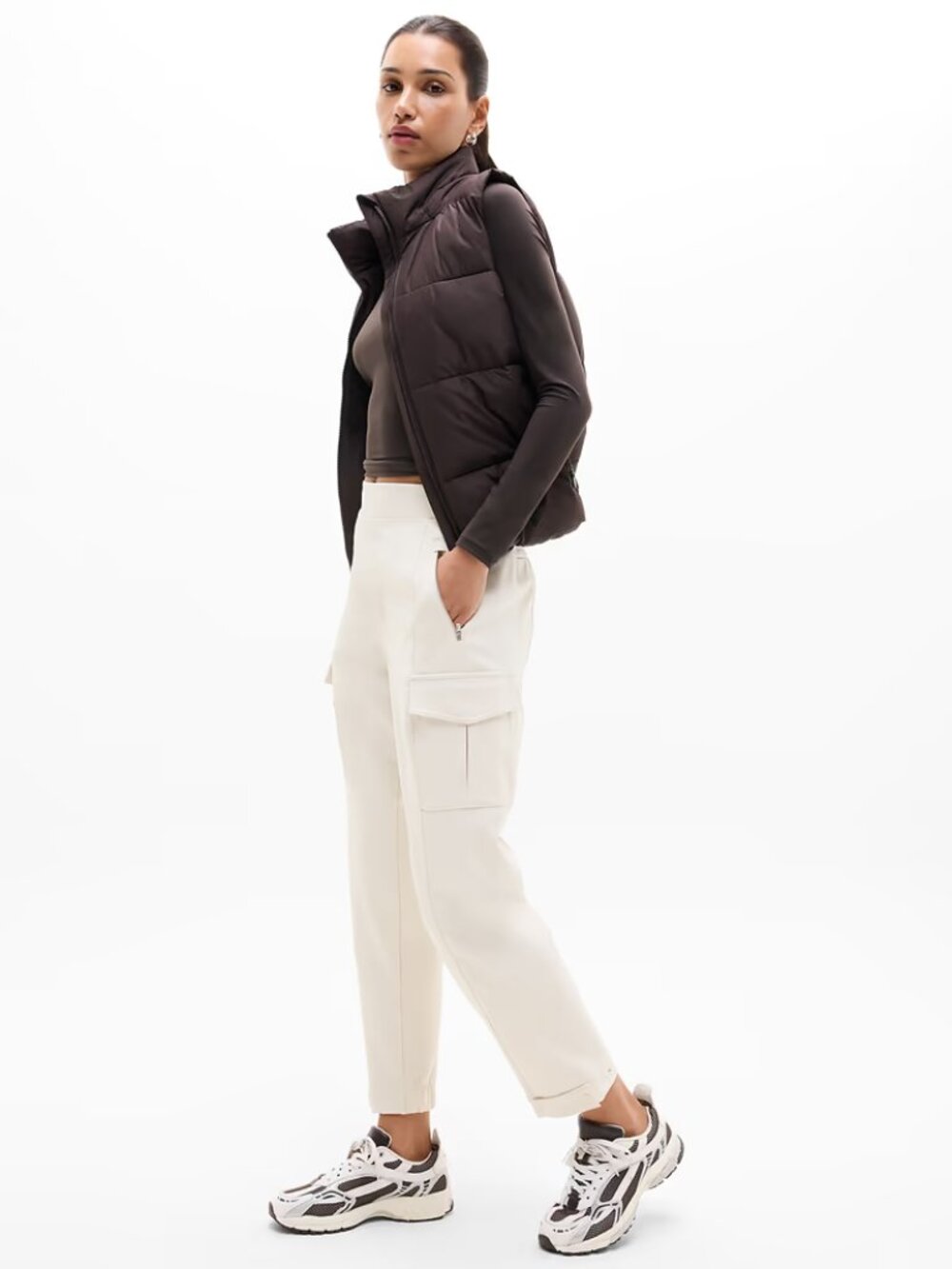 Athleta Endless High Rise Cargo Pant Size 2/P NWT Bone